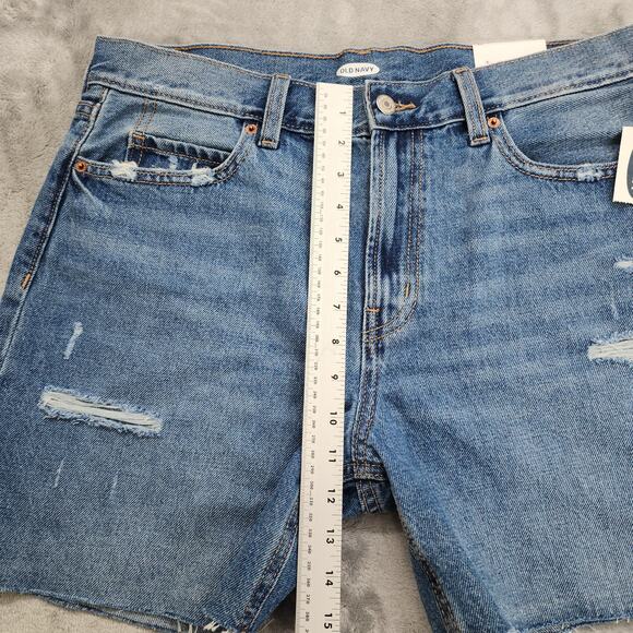 NEW Old Navy Shorts Womens 10 Blue Distressed High Rise Straight Cut Off Denim - Picture 9 of 12